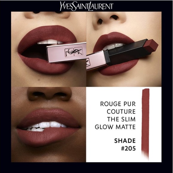 YSL Yves Saint Laurent The Slim Glow Matte luminous lipstick 205 Secret Rosewood - Picture 1 of 10